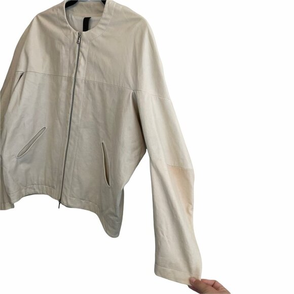 Maria Cornejo Lambskin Leather Full Zip Koya Bomber Jacket Cream Size M - Picture 7 of 12